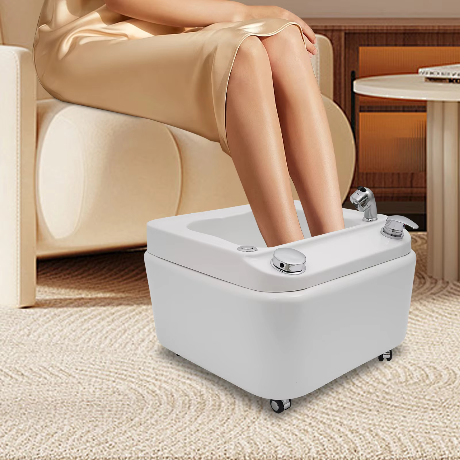 Acrylic Footbath with Massage 15L Massage Footbath Bow with LED Light Foot Bath Spa Tub Footbath Beauty Salon Spa Footbath Elect
