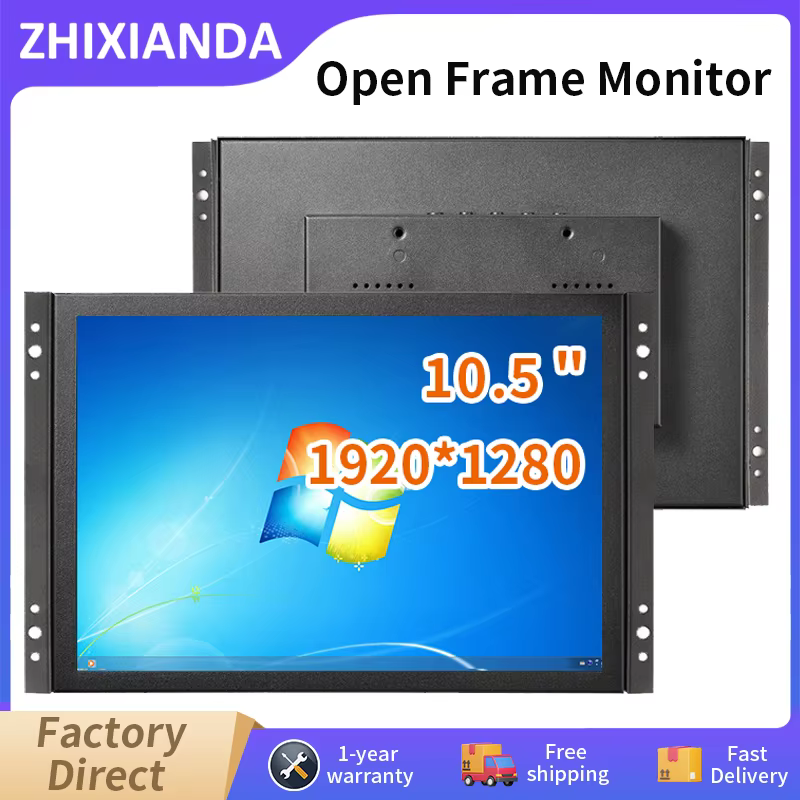 Zhixianda 10.5 Inch 1920*1280 Open Frame Monitor Capacitive Touch Industrial LCD Display With HDMI VGA USB Interface