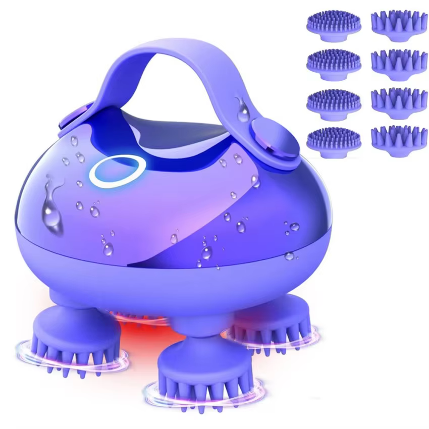 Electric Hair Scalp Massager Kneading 100 Massage Nodes, Portable Head Massager Waterproof Handheld Head Hair Growth Stress Rela