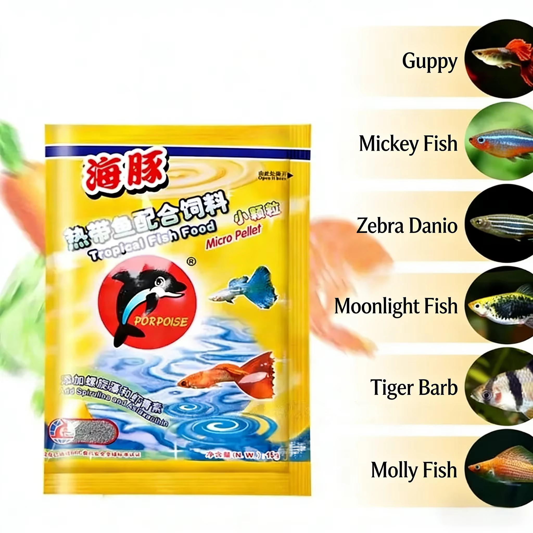 Alimento em Pellets Mini de 15g para Peixes Tropicais: Para Guppy e Peixes Ornamentais Pequenos |   Acessórios para Aquários e Ração para Animais de Estimação