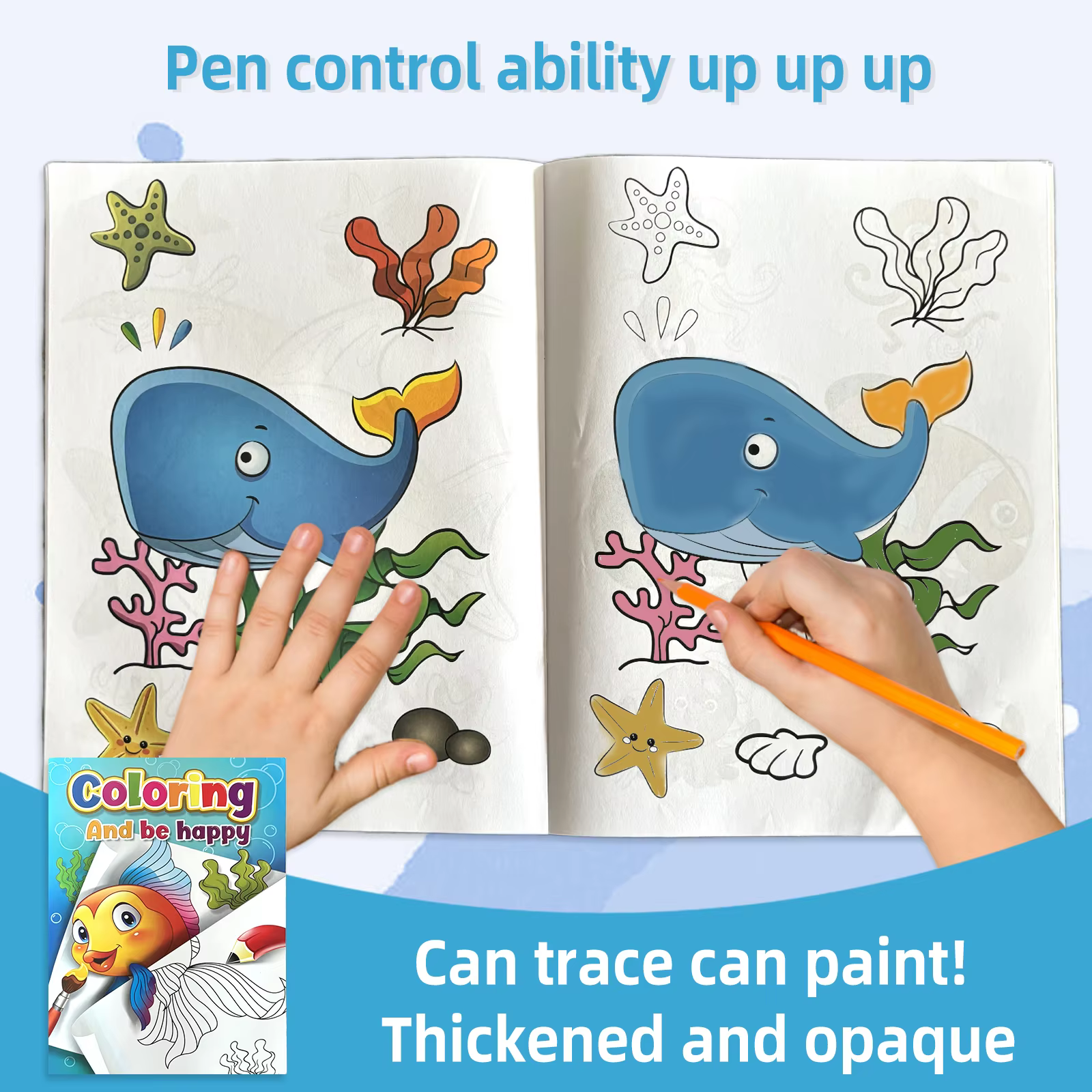 "Coloring And be happy" Kids Coloring Book - Sea - themed, Spark Creativity