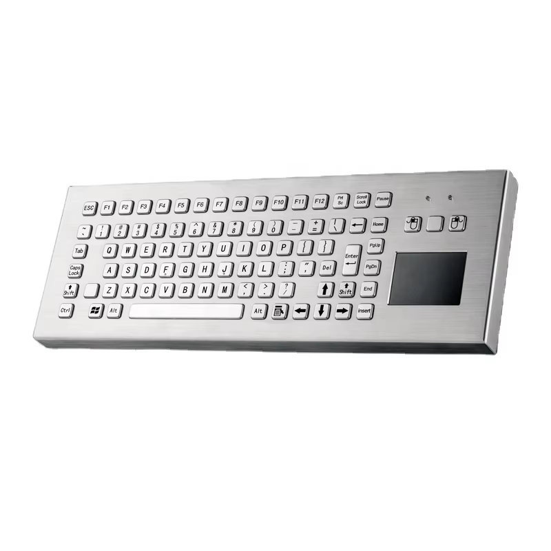 2.4 GHz Wireless Desktop Industrial Stainless Steel Keyboards Waterproof Metal Keyboard With Touchpad