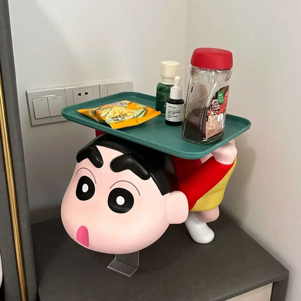 Crayon Shin-Chan Tray Anime Figures Show Your Butt Living Room Large Toy Vinyl Trendy Ornaments Car Desktop Decoration Gift