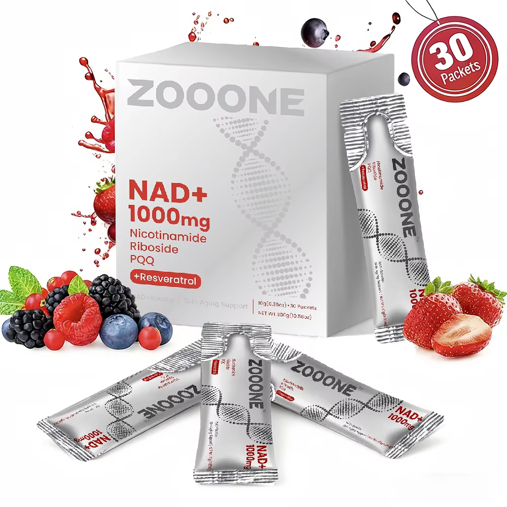 Extra Strength NAD+ Booster Liquid Packets Drink Mix with Nicotinamide Riboside, PQQ for Pre-Work, Energy and Focus Boosting