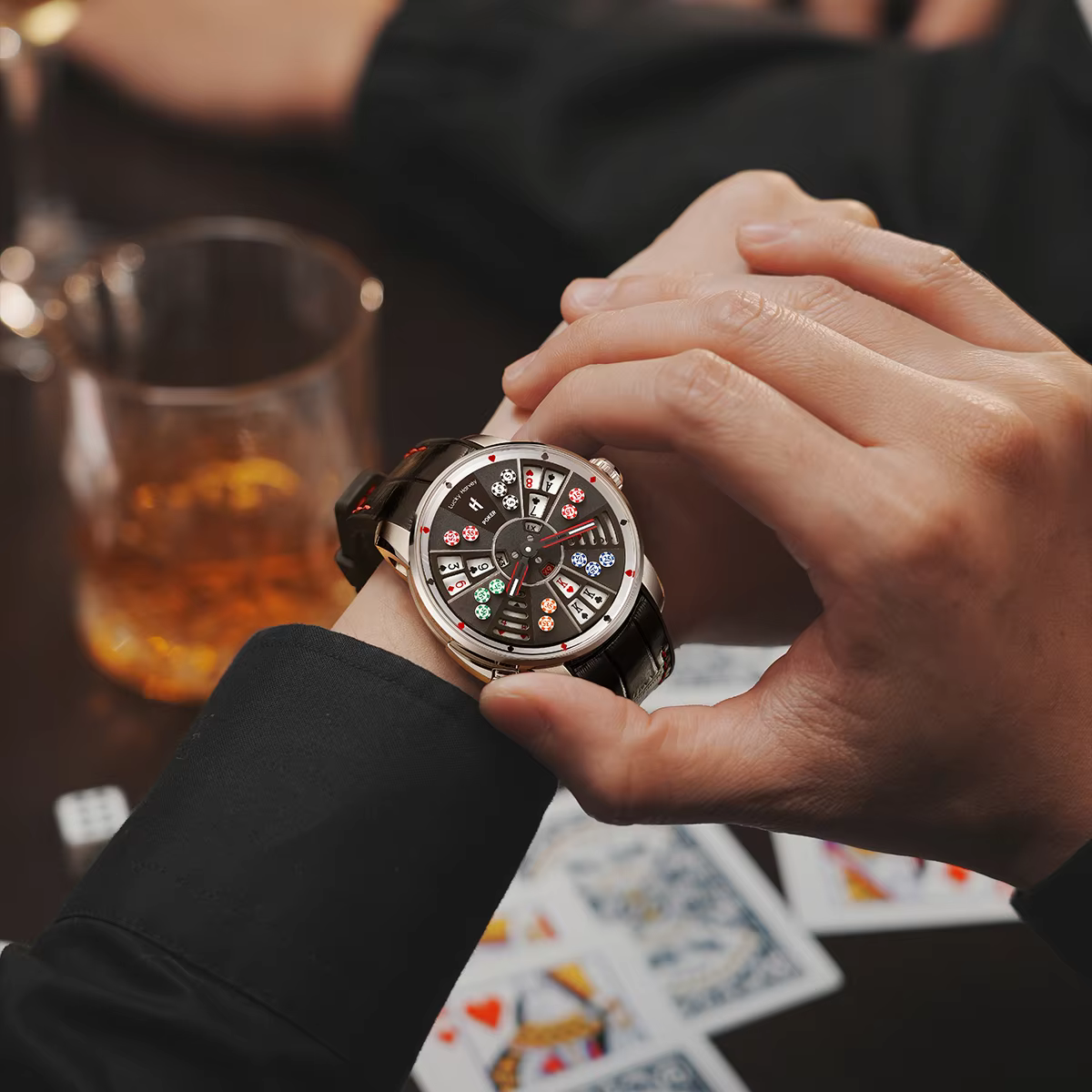 Lucky Harvey Player Series Sangong Poker Men's Moving Doll Automatic Luminous Mechanical Watch