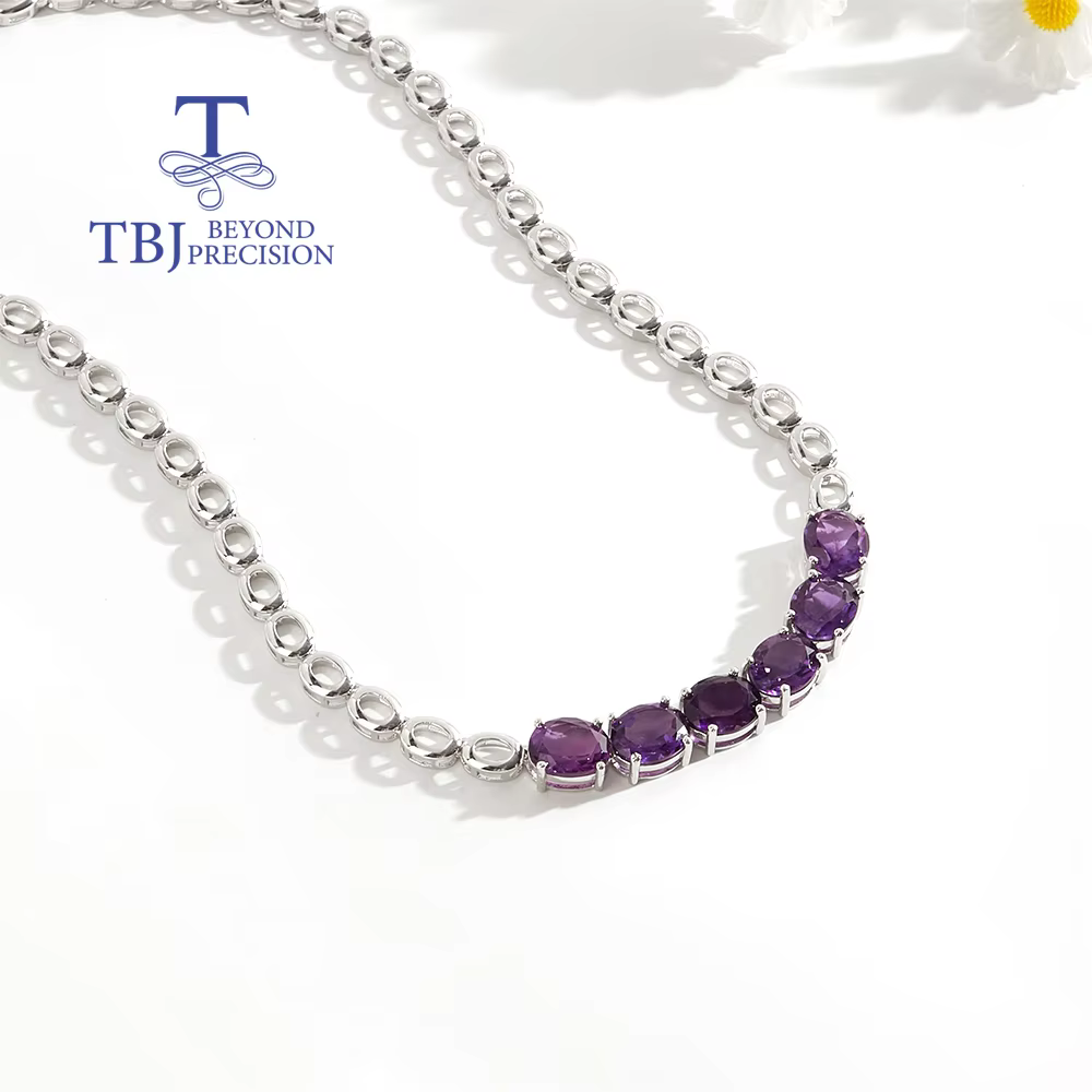 Luxury elegance February Birthstone Natural African Amethyst Women's Necklace 925 Silver Fine jewelry Anniversary & Banquet