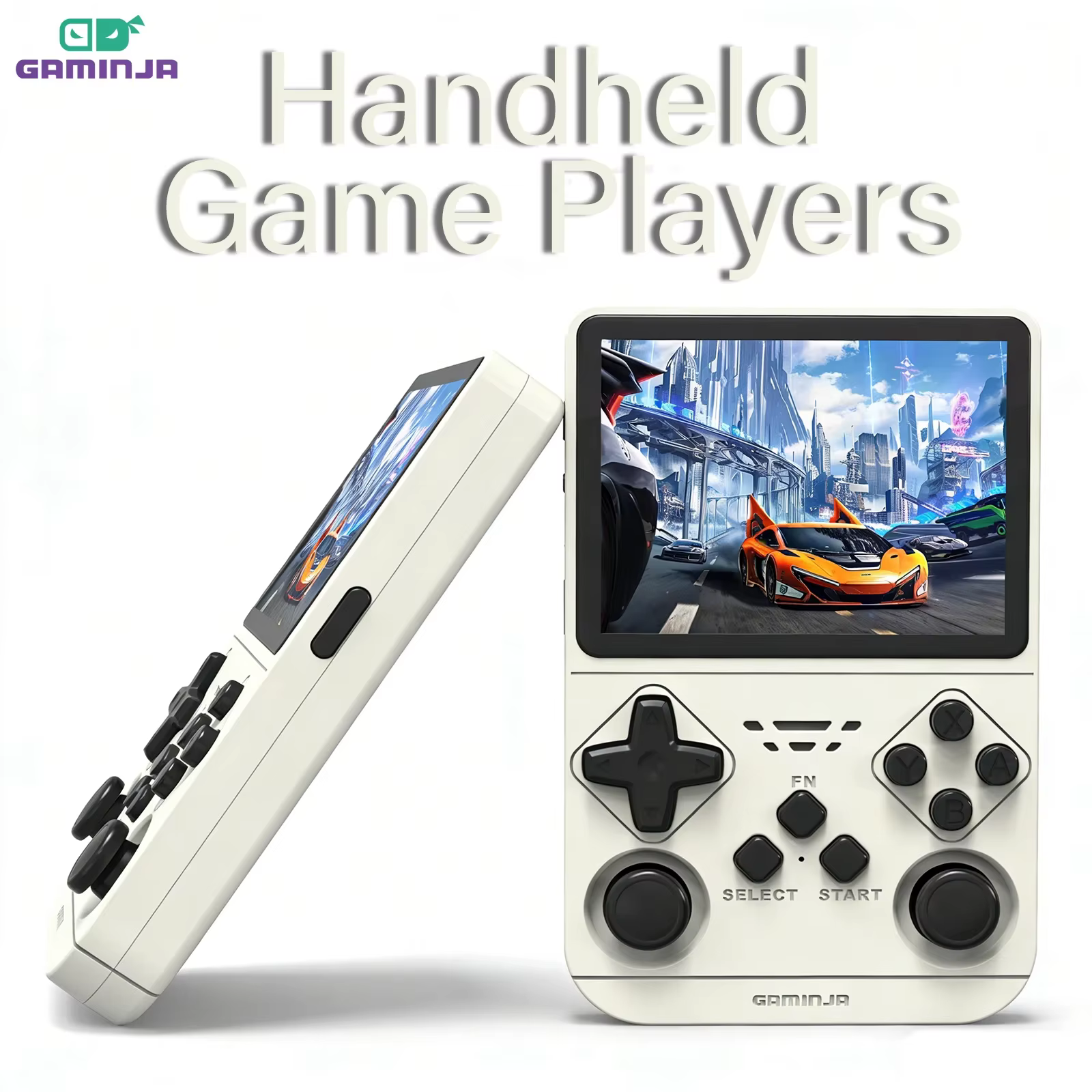 GAMINJA ANS11 Handheld Electronic Portable Pocket Video Player 64GB Gaming Console with Dual 3D Joysticks 3.5-inch IPS Screen