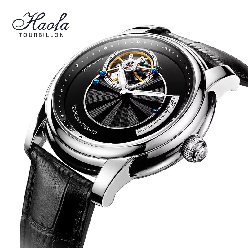 Haofa Carousel Mechanical Men's Watches 80h Power Rotating Karrusel Waterproof Business Watches For Man montre homme 1128