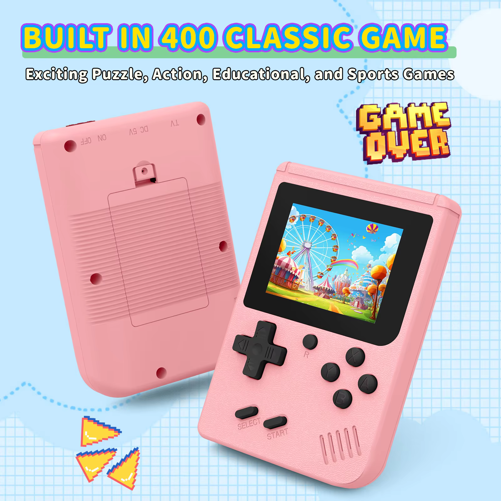 Portable Retro Mini Handheld Video Game Console 8 Bit 3.0 Inch Color LCD Game Player Built-in 400 Classic Games for Kids Gifts