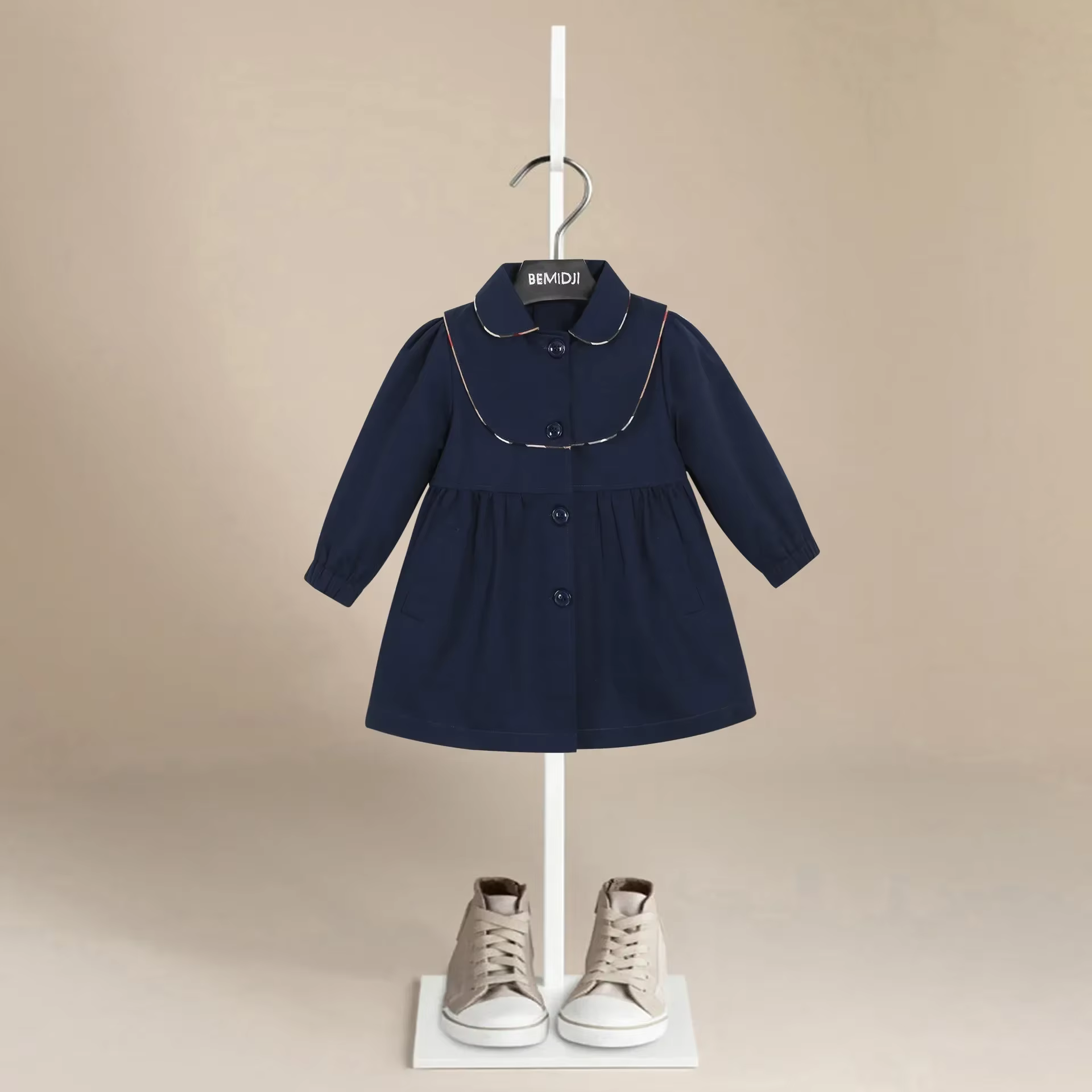New Fashion Spring  Autumn  Coat Kids Overcoat Long Peacoat Dress Coat Slim for Girls Clothes Children Windproof Outerwear