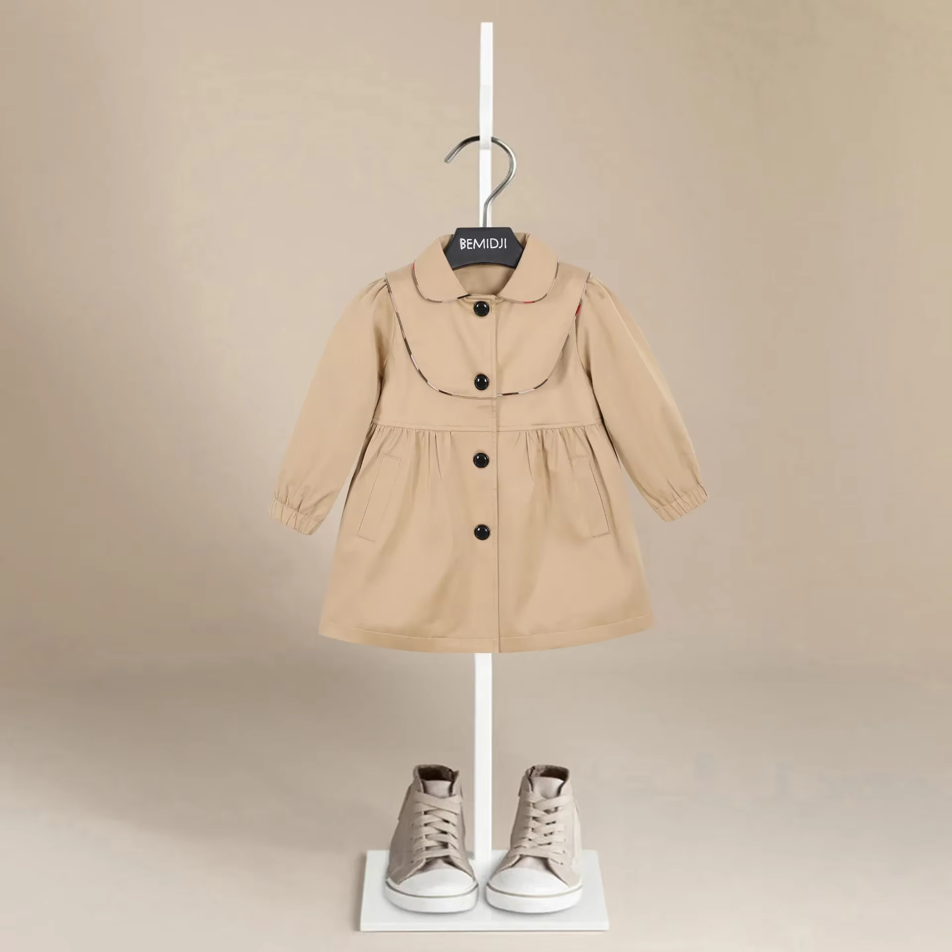Girls Outerwear Long Sleeves Spring  Autumn Winter Clothes Single-breasted Korean Style Fashion Children Trench Coat 3-9 Years