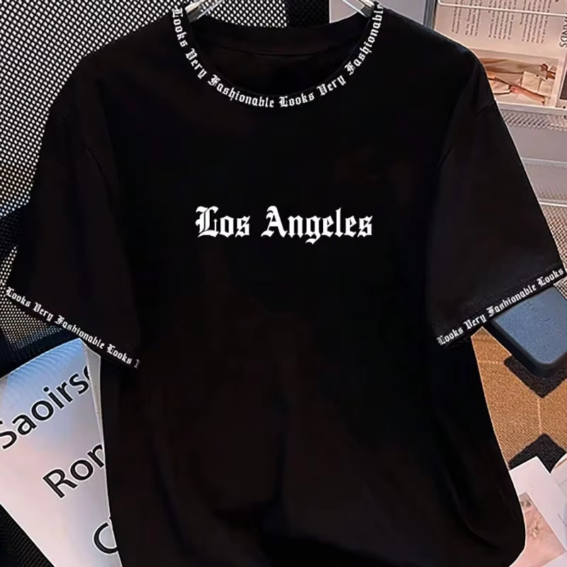 The new men's T-shirt for summer 2025 is a casual fashionable sporty breathable soft comfortable and simple 3D letter print