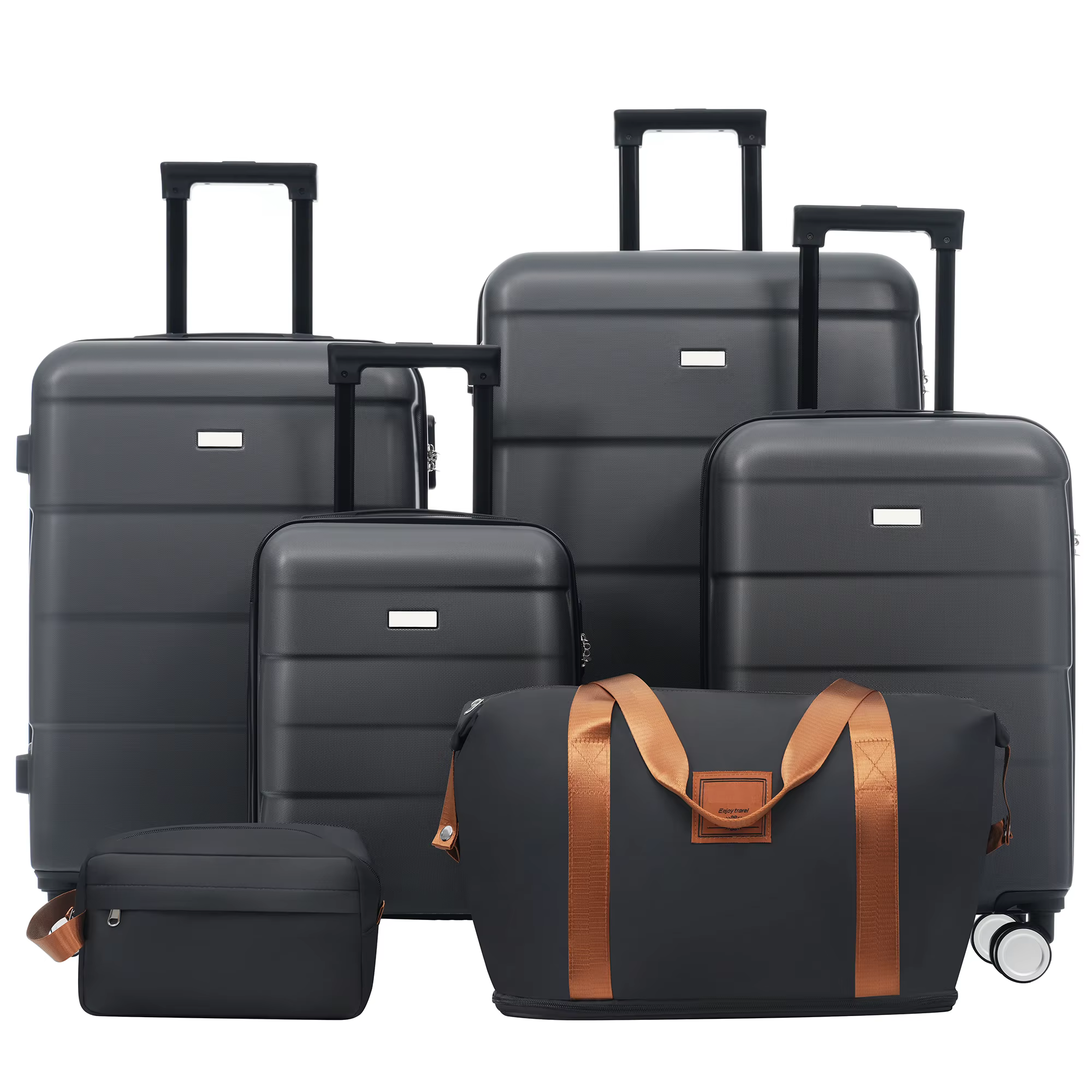 Hardshell Luggage Sets 6 Piece with 2 Bags,Carry on Suitcase with Handle Password Lock Double Spinner Wheels, Lightweight