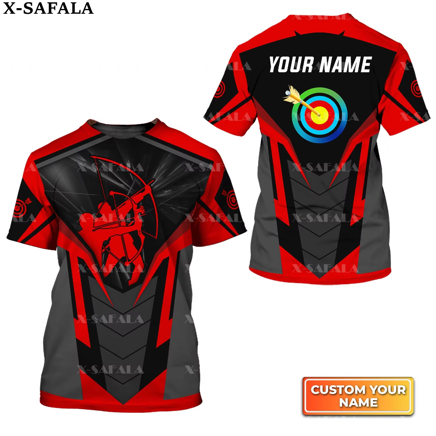 Mens short sleeved breathable T-shirt, round neck, archery team player, customized 3D printing,outdoor casual fashion,summer2026