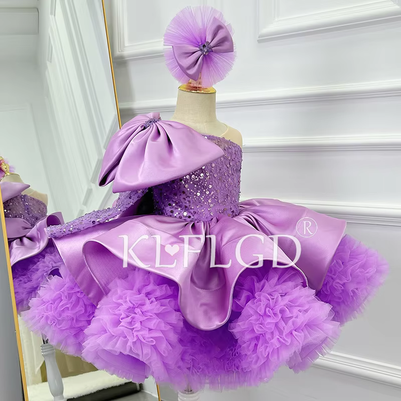 KLFLGD New Toddler Pageant Dress Elegant Girl Party Dress Girls Special Occasion Dress Single Shoulder Children party Dress