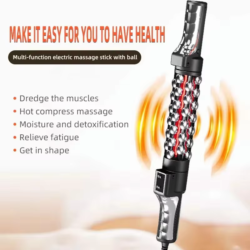 NEW Electric Heating Roller for Muscle Body Relaxing 360 Rotating Red Light Massage Relieve Fatigue Body Slimming Massage Stick