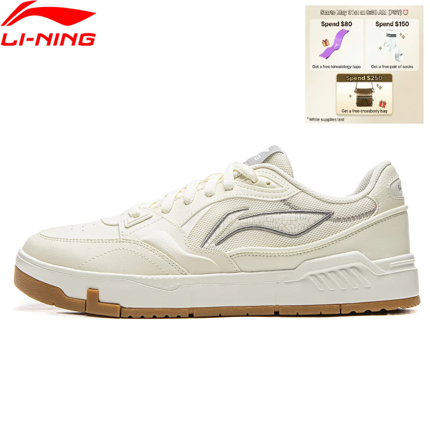 Li-Ning Men's COMMON 80S Skate Shoes DUAL CUSHION Comfortable Classic Casual Shoes LiNing Stylish Sneakers AGCW135