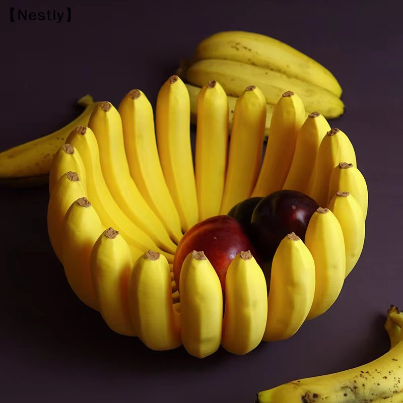 Bananenförmiges Aufbewahrungstablett, Obstschale, Teller, Küchengeschirr, Geschirr für Salat, Snacks, simulierte Bananendekoration〔Nest〕