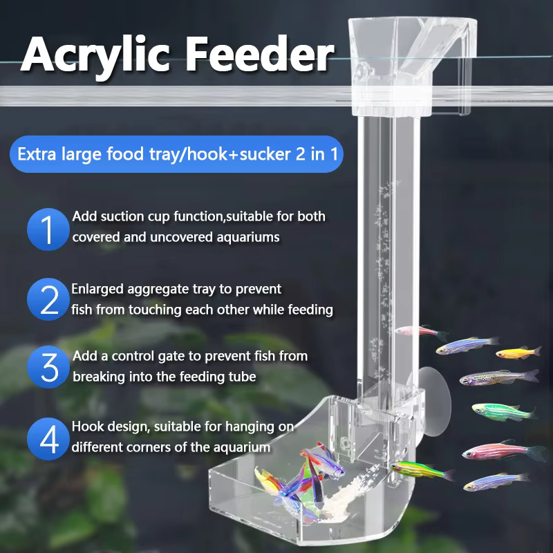 Aquarium Acrylic Feeding tube Anti-stuck fish design Transparent fish feeder Suitable for a Variety of fish Tanks