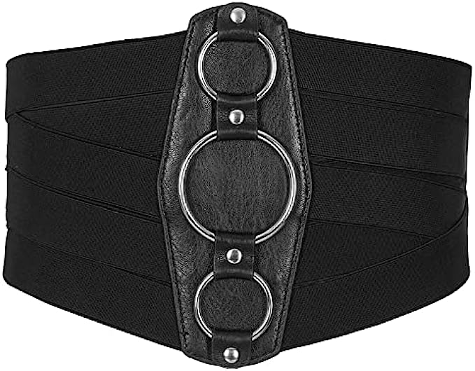 Moessa Women’s 7 Inch Wide Lattice Corset Waspie Elastic Waist Belt