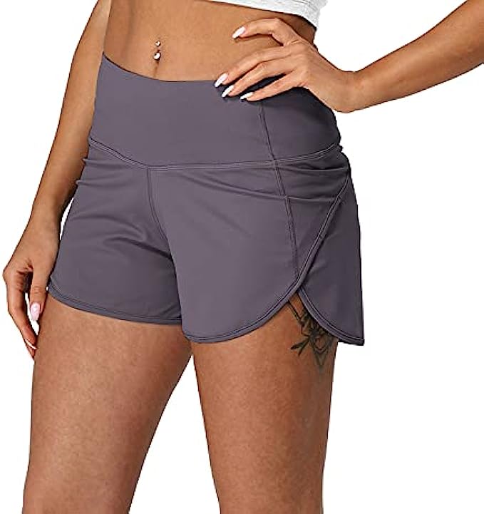 icyzone Women’s Quick-Dry Athletic Running Workout Yoga Shorts - 3 Inches