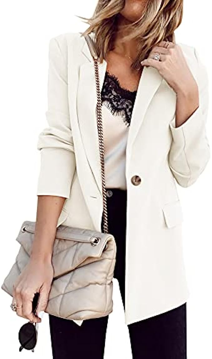 Ivay Womens Casual Blazers Lightweight Open Front Long Sleeve Work Office Blazer Jacket