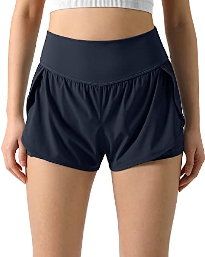 ODODOS Women’s 2 in 1 Running Shorts with Pockets Workout Gym Sport Layer Active Shorts