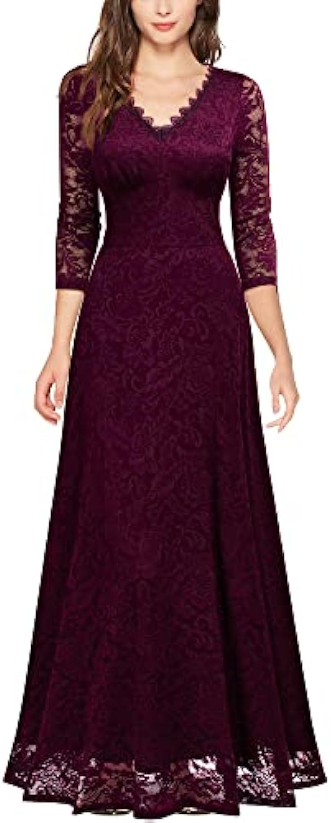 MISSMAY Women’s Formal Floral Lace 2/3 Sleeves Bridesmaid Party Maxi Dress
