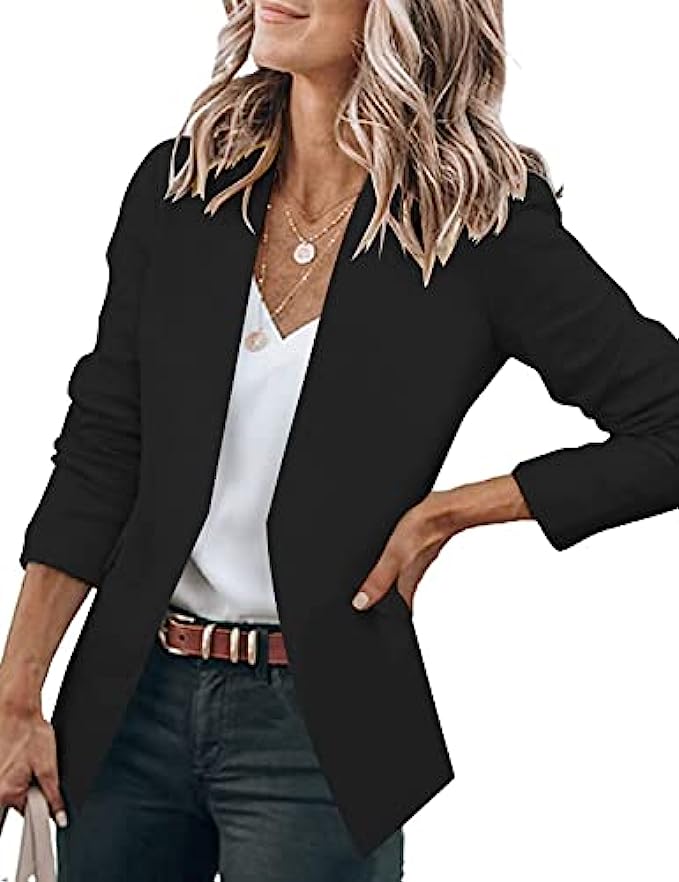 GRAPENT Women’s Open Front Business Casual Pockets Work Office Blazer Jacket Suit