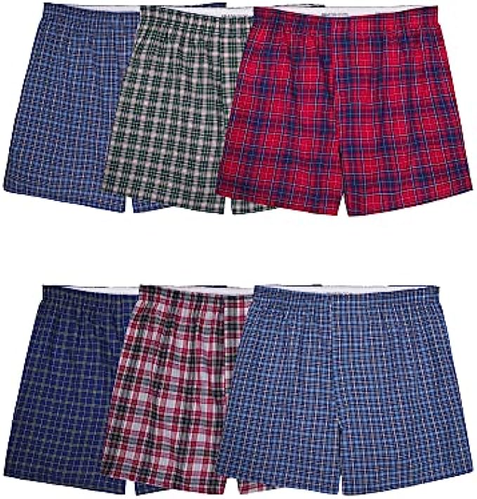 Fruit of the Loom Men’s Tag-Free Boxer Shorts (Knit &amp; Woven)