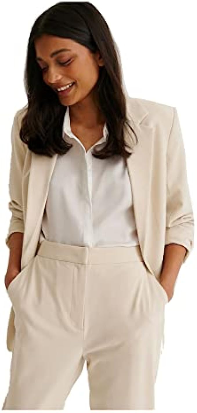 Women’s Blazer Terry Rayon Long Sleeve Regular Fit Suit Jacket Work Office Business Lightweight Casual Sport Coat