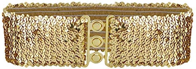 Anna-Kaci Women’s Sparkly Glitter Sequin Wide Stretch Elastic Belt Accessory
