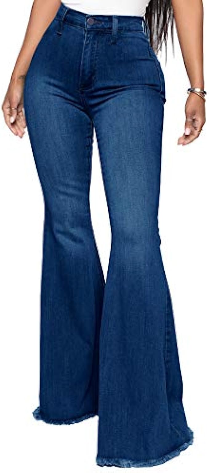 YouSexy Women’s Flare Bell Bottom Jeans Destroyed Flare Denim Pants 70s Outfits for Women