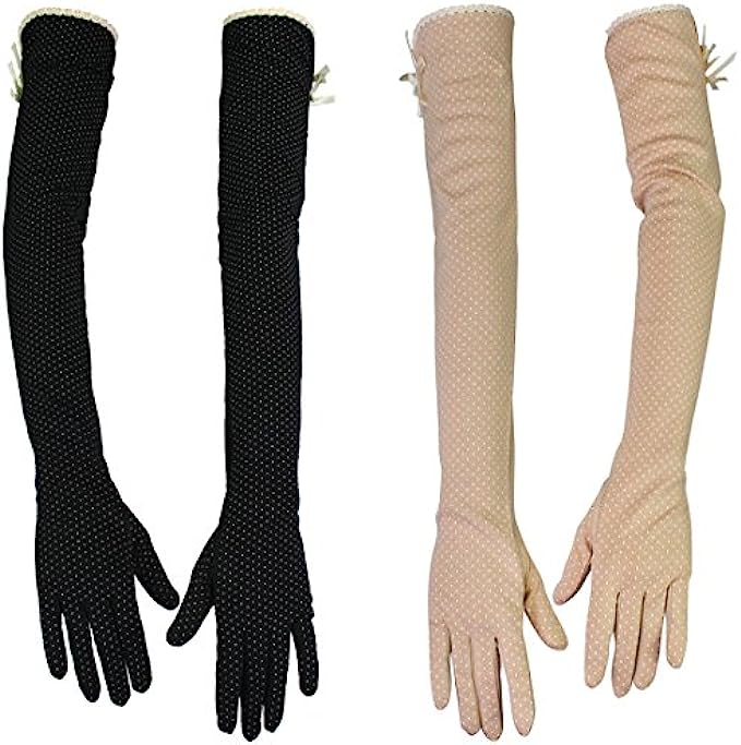 kilofly Women’s Long Anti-UV Breathable Arm Sun Block Driving Gloves, 2 Pairs