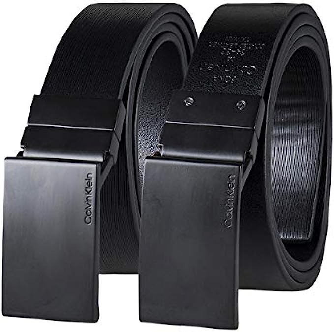 Calvin Klein Men’s Reversible Dress Belt with Plaque Buckle