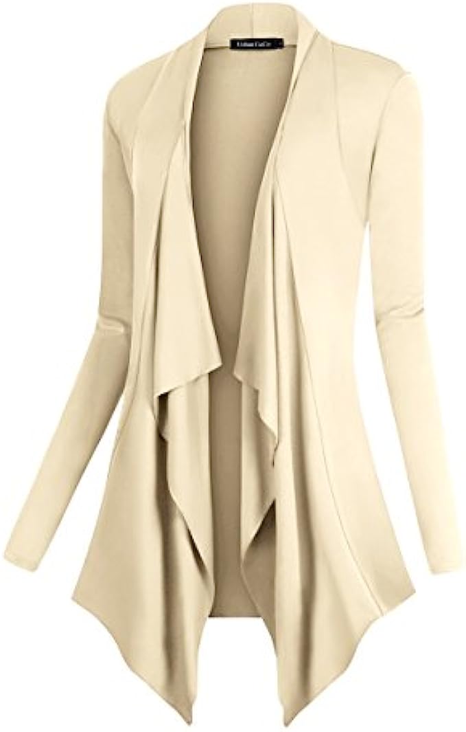 Urban CoCo Women’s Drape Front Open Cardigan Long Sleeve Irregular Hem