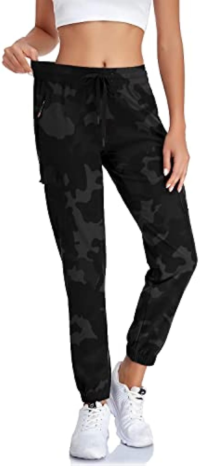 Women’s Lightweight Cargo Joggers Quick Dry Hiking Pants Athletic Workout Casual Outdoor Pants with Zipper Pockets