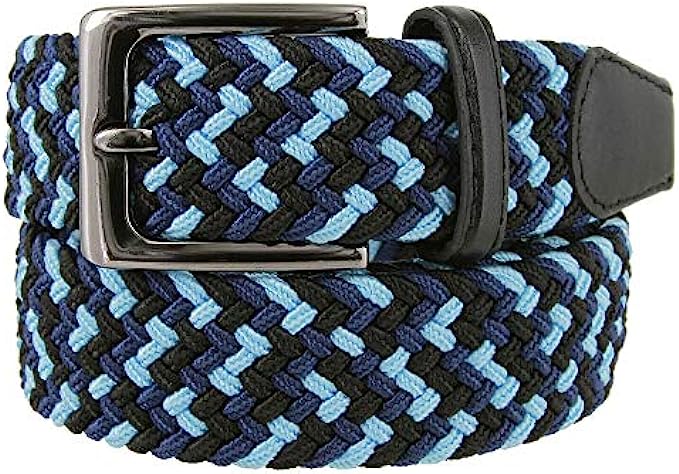 Men’s Stretch Belt Braided Elastic Stretch Belt Casual Weave Canvas Fabric Woven Belt 1-3/8" Wide