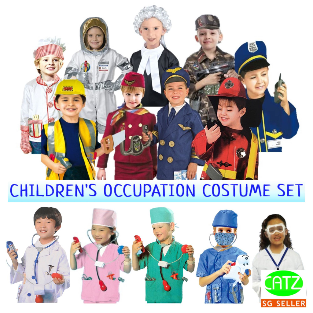 Kid’s Costume Childrens School Occupation Career Day Role Play Cosplay Costume Set - CATZSG Local Seller
