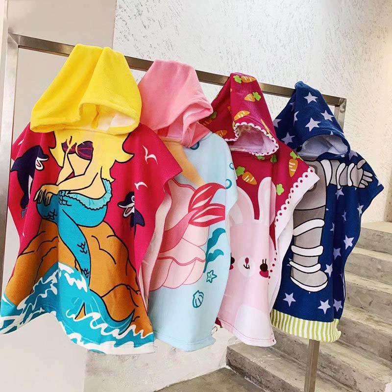 [SG Seller] Children’s Cape Bath Towel Cartoon Hooded Kid Absorbent Coral Fleece Baby