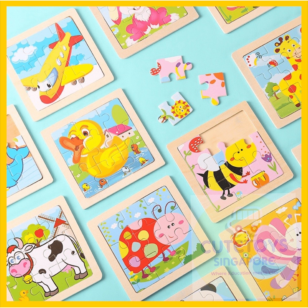 9 Pieces Montessori Children’s Wooden Puzzle Grasp Board