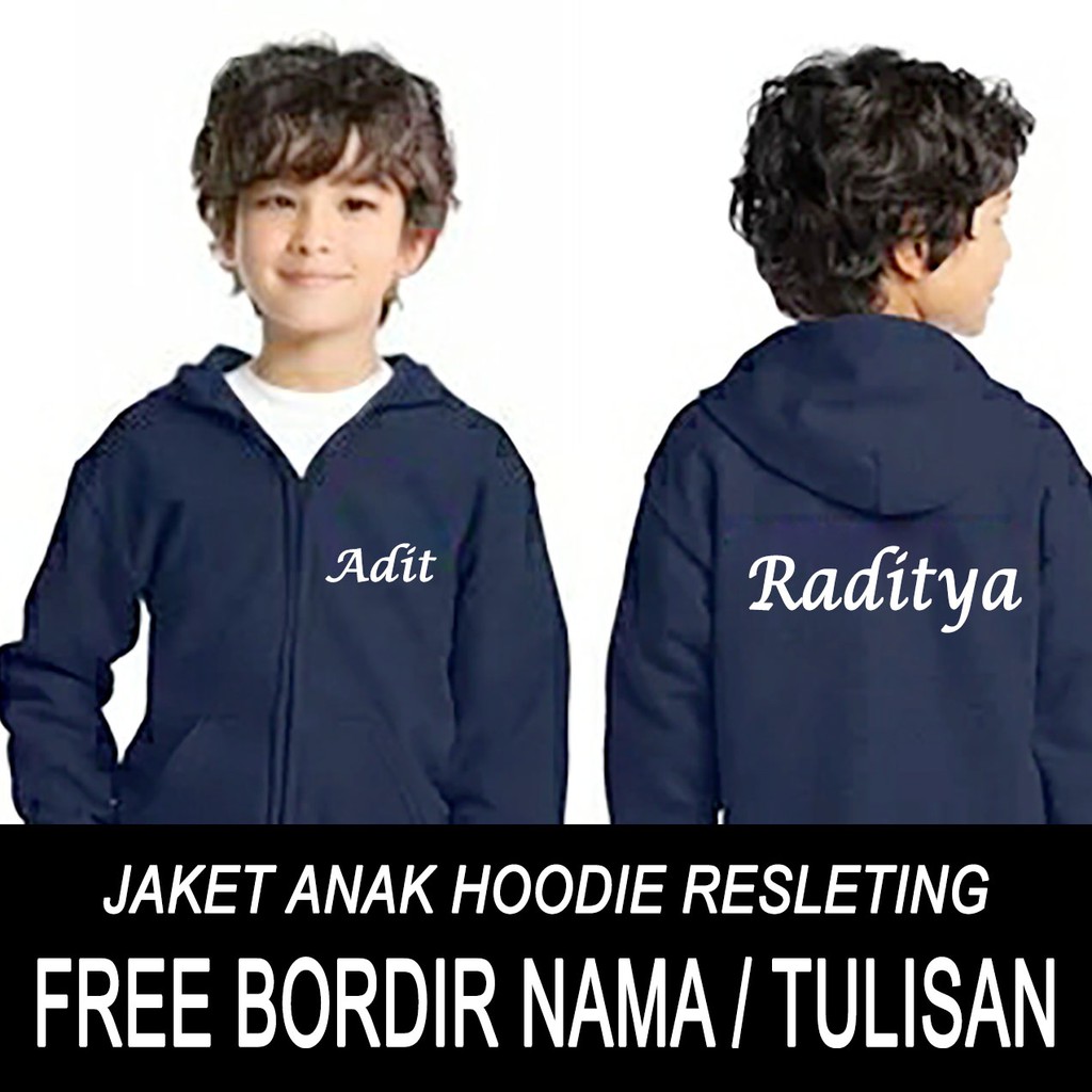 Children’s Jacket Embroidered Name Zipper hoodie 1 Year To 12 Years
