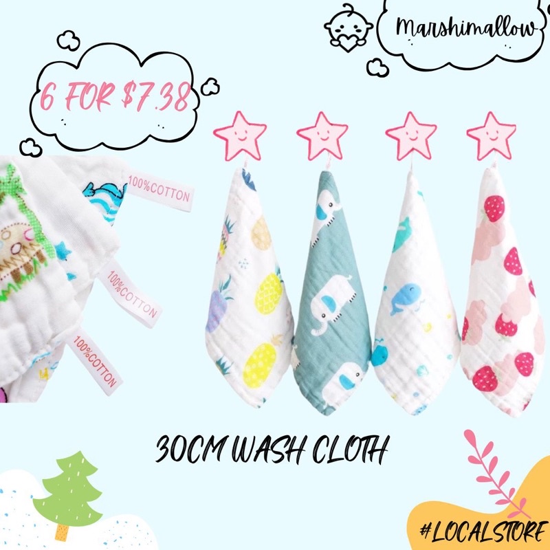 ?? 30x30cm Newborn Baby Wash Burb Cloth handkerchief children’s day