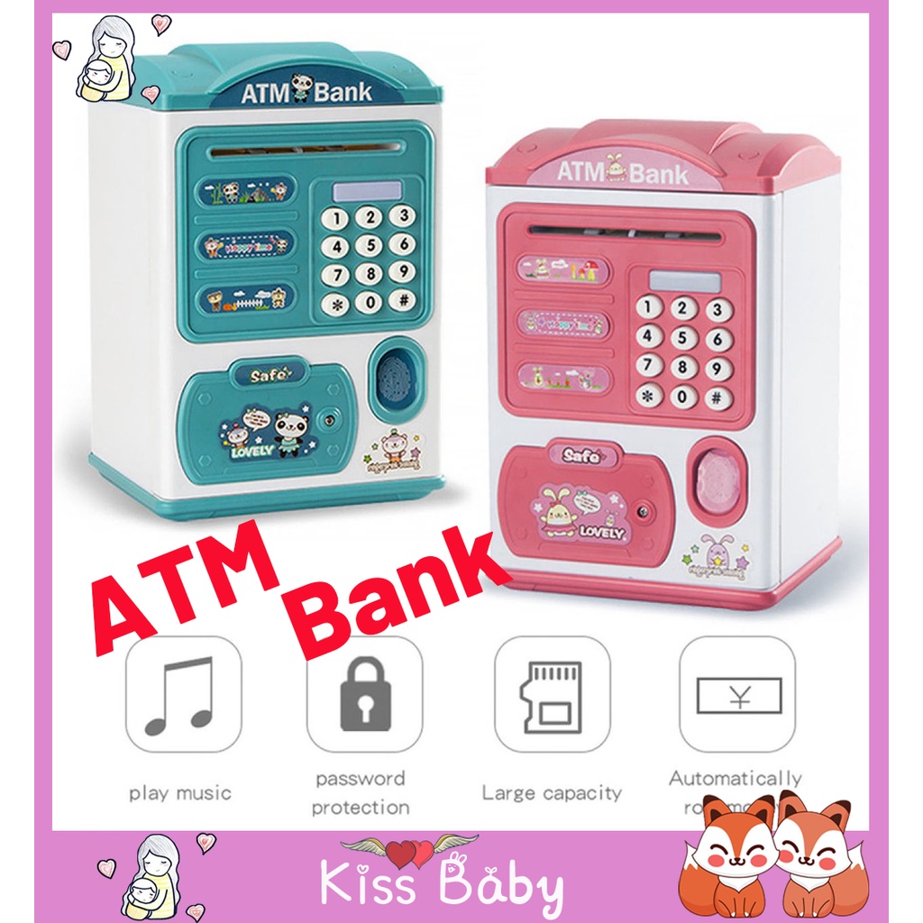 ?ATM Bank? Children’s Saving ATM Saving box Pig Bank Electronic Gift for Children,With Music