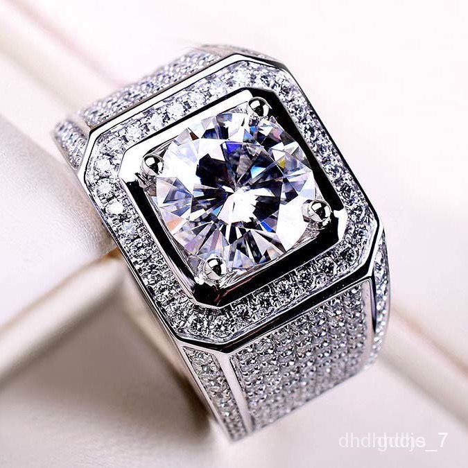 QMJL?XD.Store Rings Domineering Luxury Men’s RingPT950Platinum Moissanite Wedding Ring18KGold Diamond Ring Middle Finger