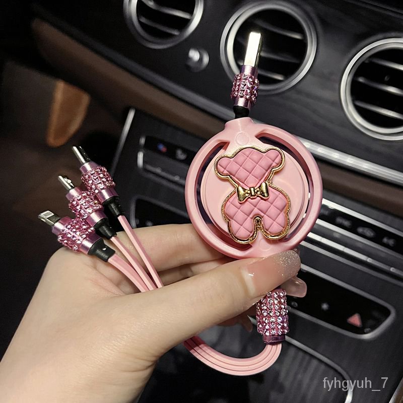 2023Hot Sale?Vehicle-Mounted Usb Cable Three-in-One Fast Charge Line Applicable to Apple Android Mobile Phone Charging C