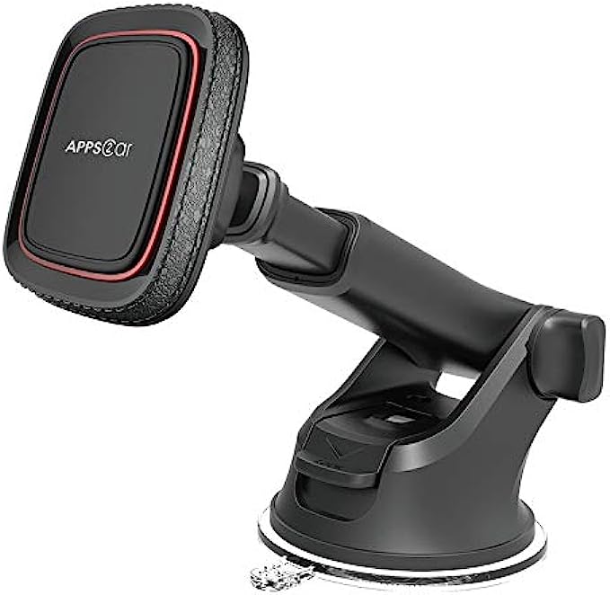 Magnetic Phone Car Mount,APPS2Car Universal Dashboard Windshield Industrial-Strength Suction Cup Car Phone Mount Holder with Adjustable Telescopic Arm,6 Strong Magnets,for All Cell Phones