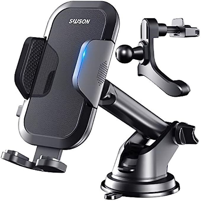 SUUSON Phone Holder for car -3in1 Long arm car Phone Holder Mount, Suitable for car Dashboard/Windshield/Vent, car Adjustable Phone Holder, Compatible with All Smart Phones and Cars