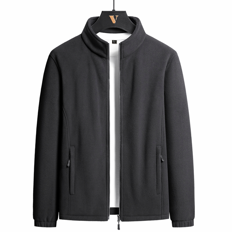 Plus Size M-8XL Men’s Autumn Fleece Jacket Oversize Windproof Warm Long Sleeve Versatile Jacket Suitable for Middle-aged Elderly Stand-up Collar Fashion Jacket