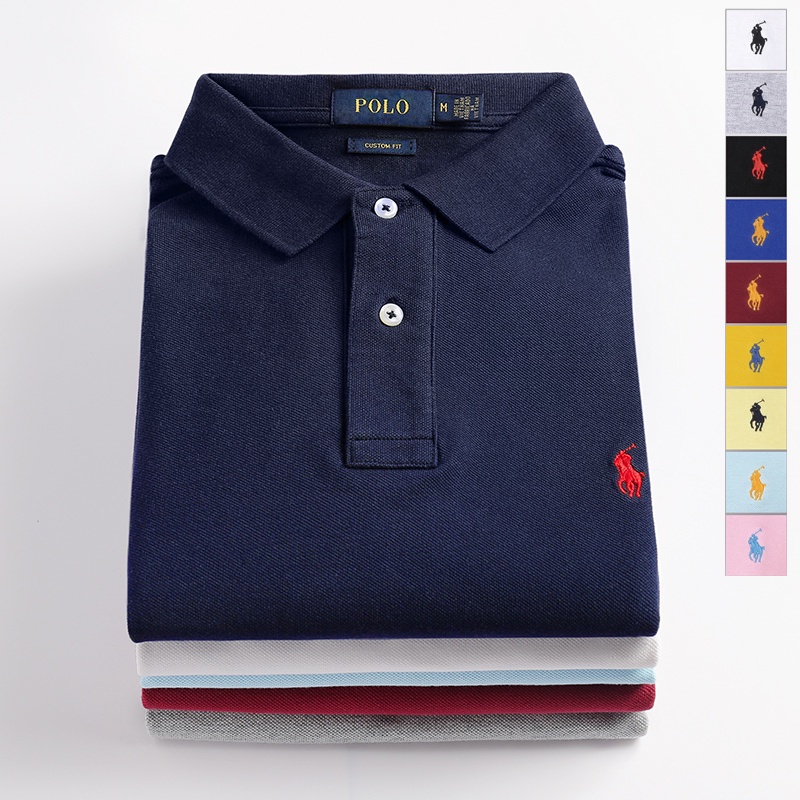 【New Arrival】Fashion_Ralph Laurens Men’s Summer Cotton Business Casual Plus Size Polo Shirt
